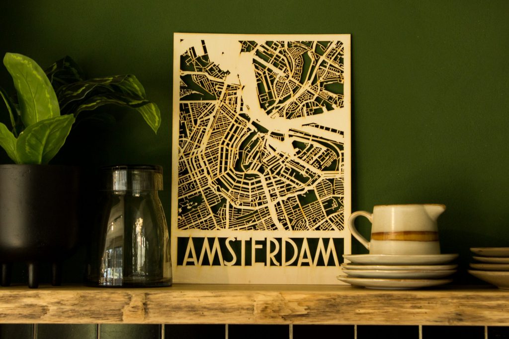 Houten plattegrond Amsterdam