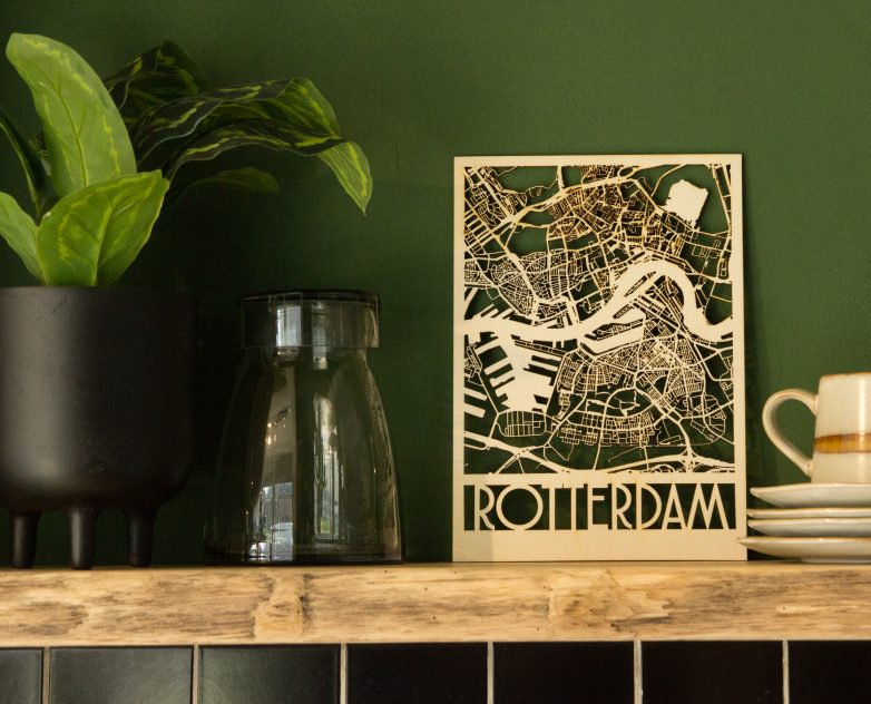 Houten plattegrond Rotterdam